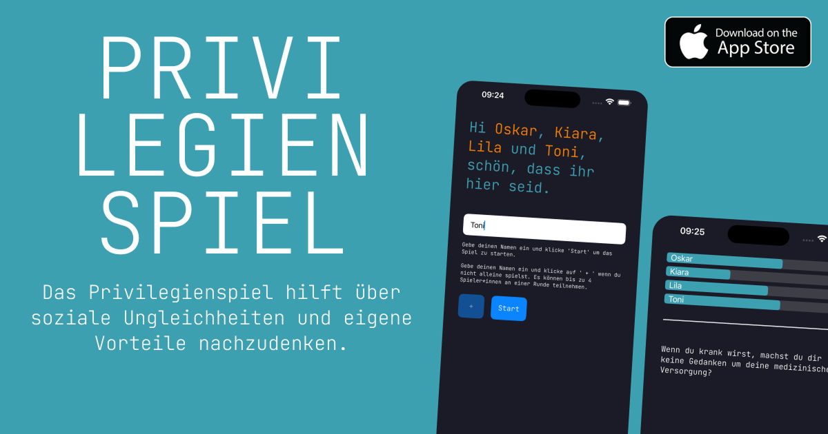 Privilegienspiel App Screenshot - Interaktives Tool für Workshops