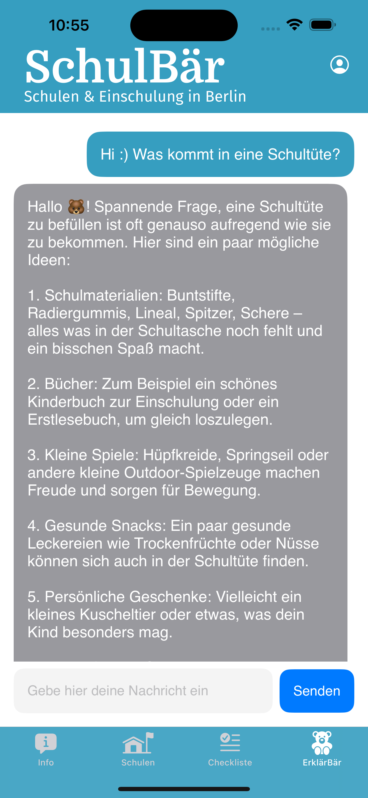 SchulBär App Screenshot - Kartenansicht Berliner Schulen