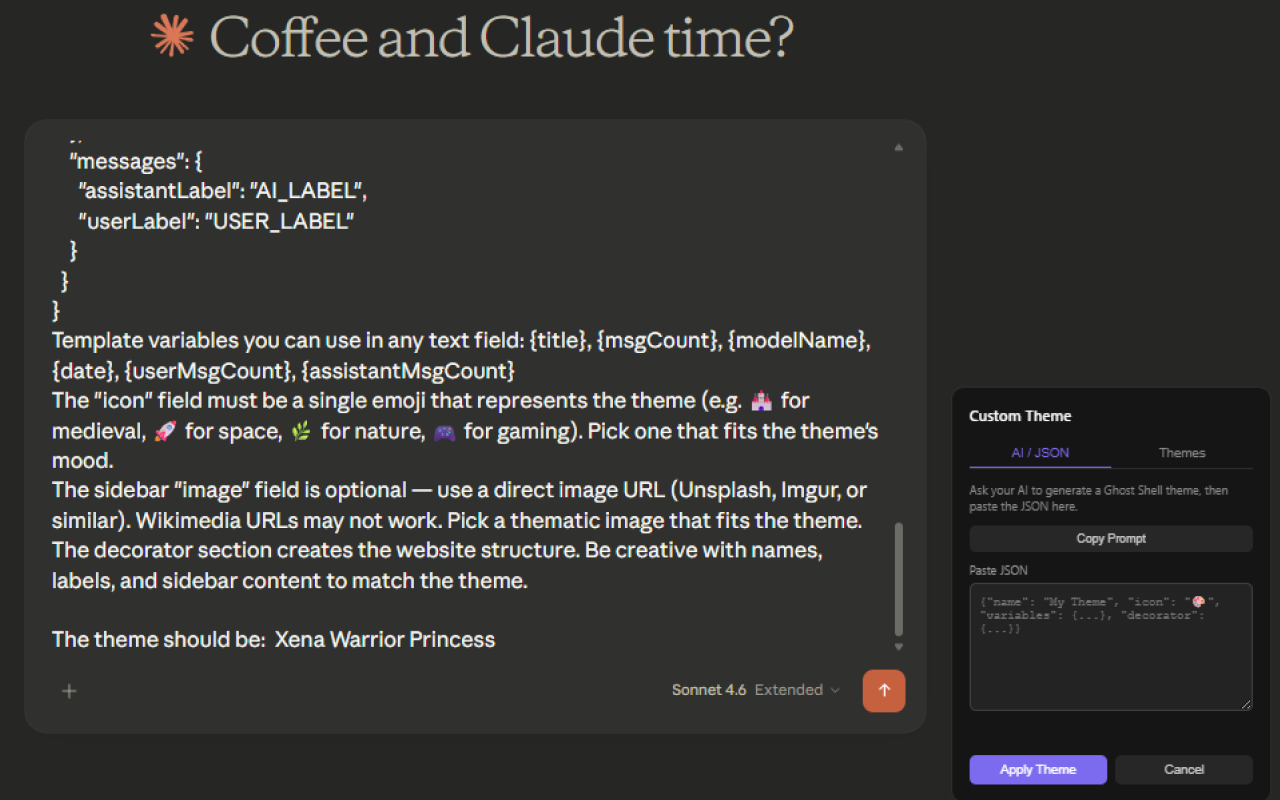 Create custom themes with AI