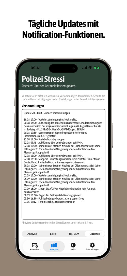 Polizei Stressi Screenshot - Tägliche Updates mit Notifications